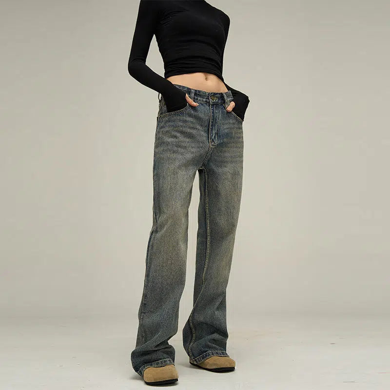 Unisex Regular Fit High Waist Jeans