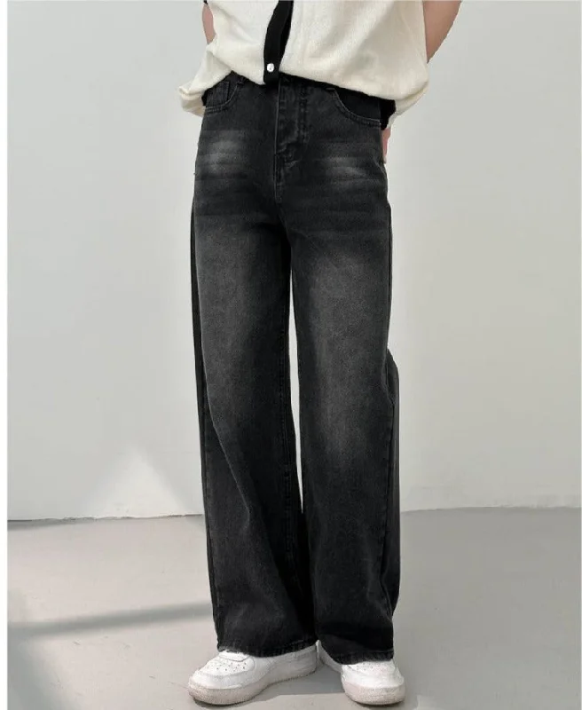 Washed Black Wide-leg Jeans