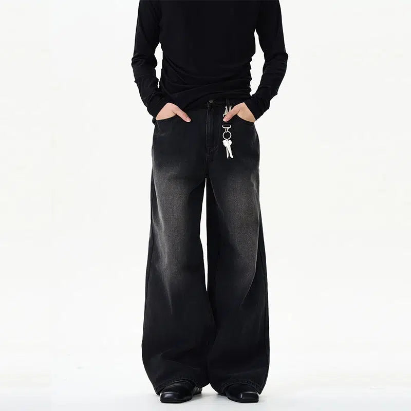 Black Wide-Leg Denim Pants