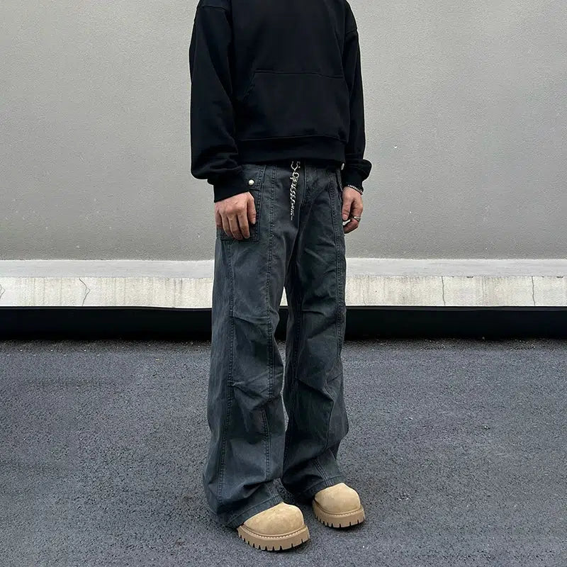 Distressed Pleated Cargo Pants