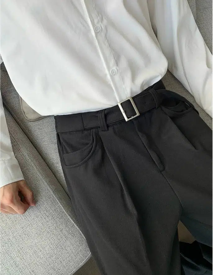 Double Pocket Strap Wool Pants