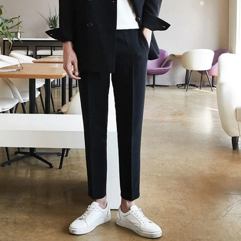 Elastic Cropped Suit Pants