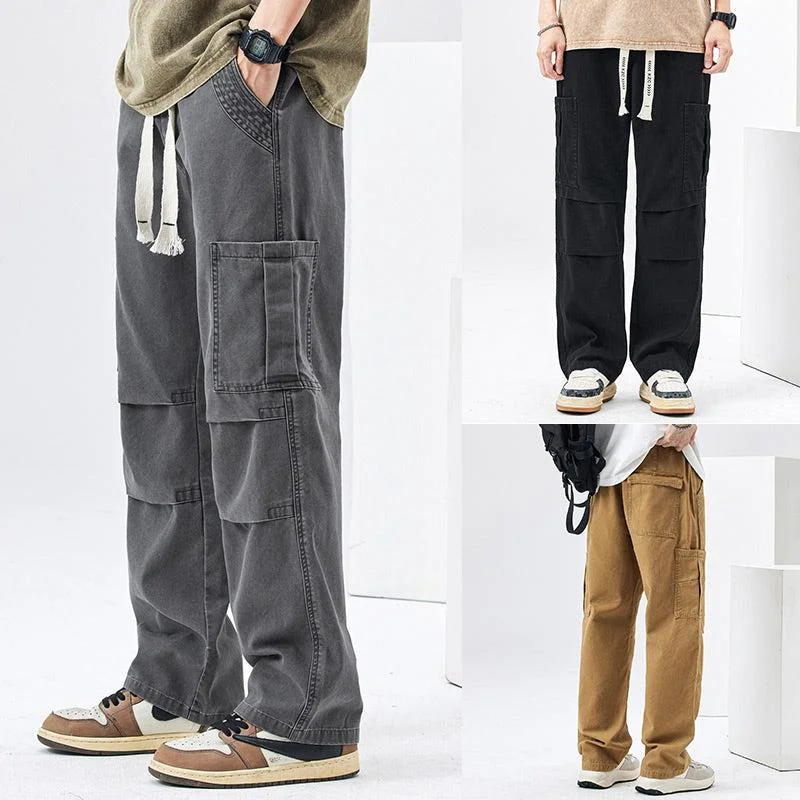 Elastic Waist Straight Cargo Pants