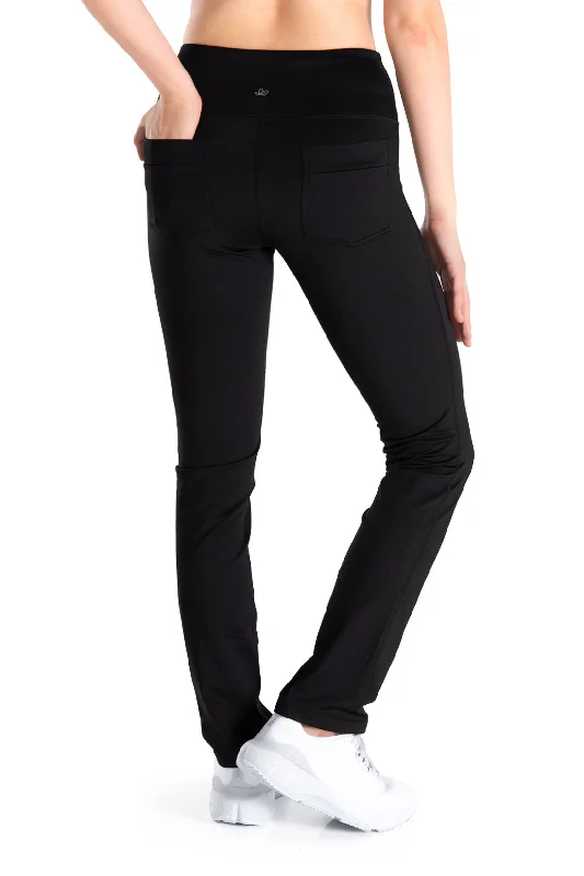 Fleece Lined Straight Leg Pants, Back Pockets