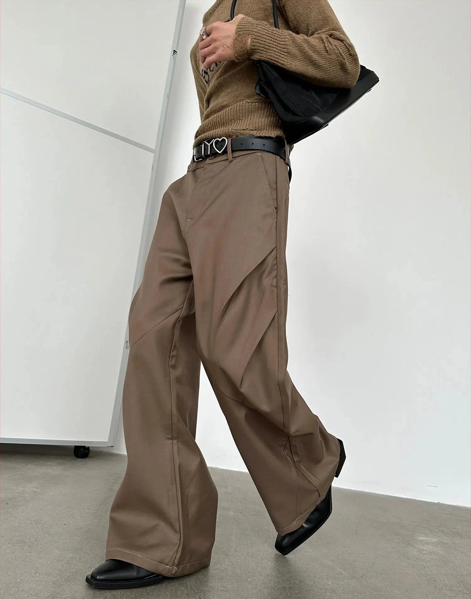 Pleated Wide-Leg High-Waist Pants