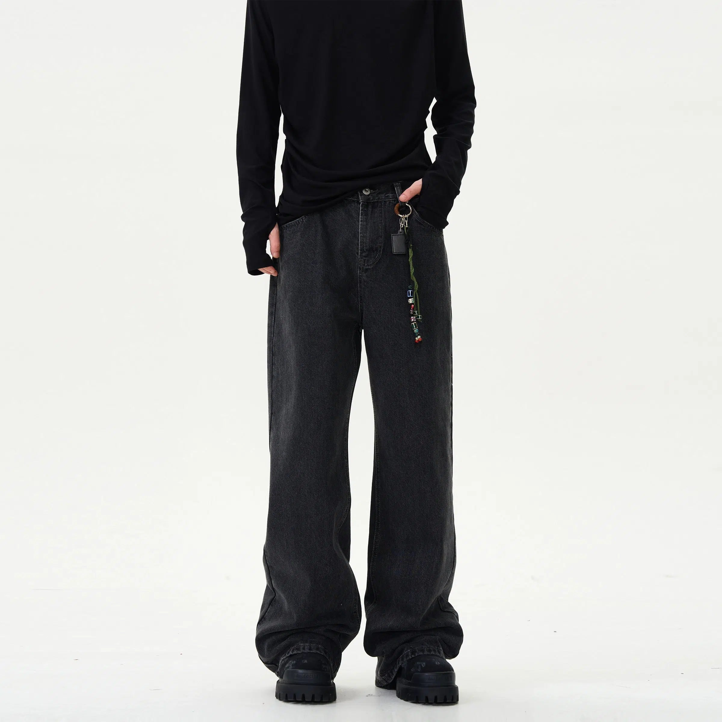 Relaxed Fit Flared Straight Pants