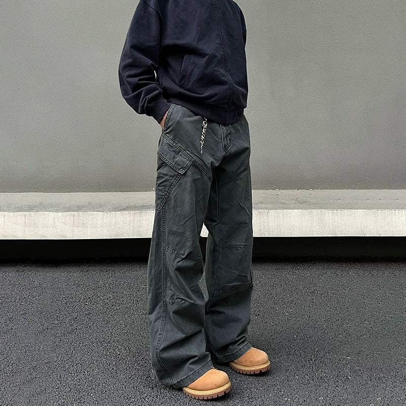 Washed Distressed Cargo Pants