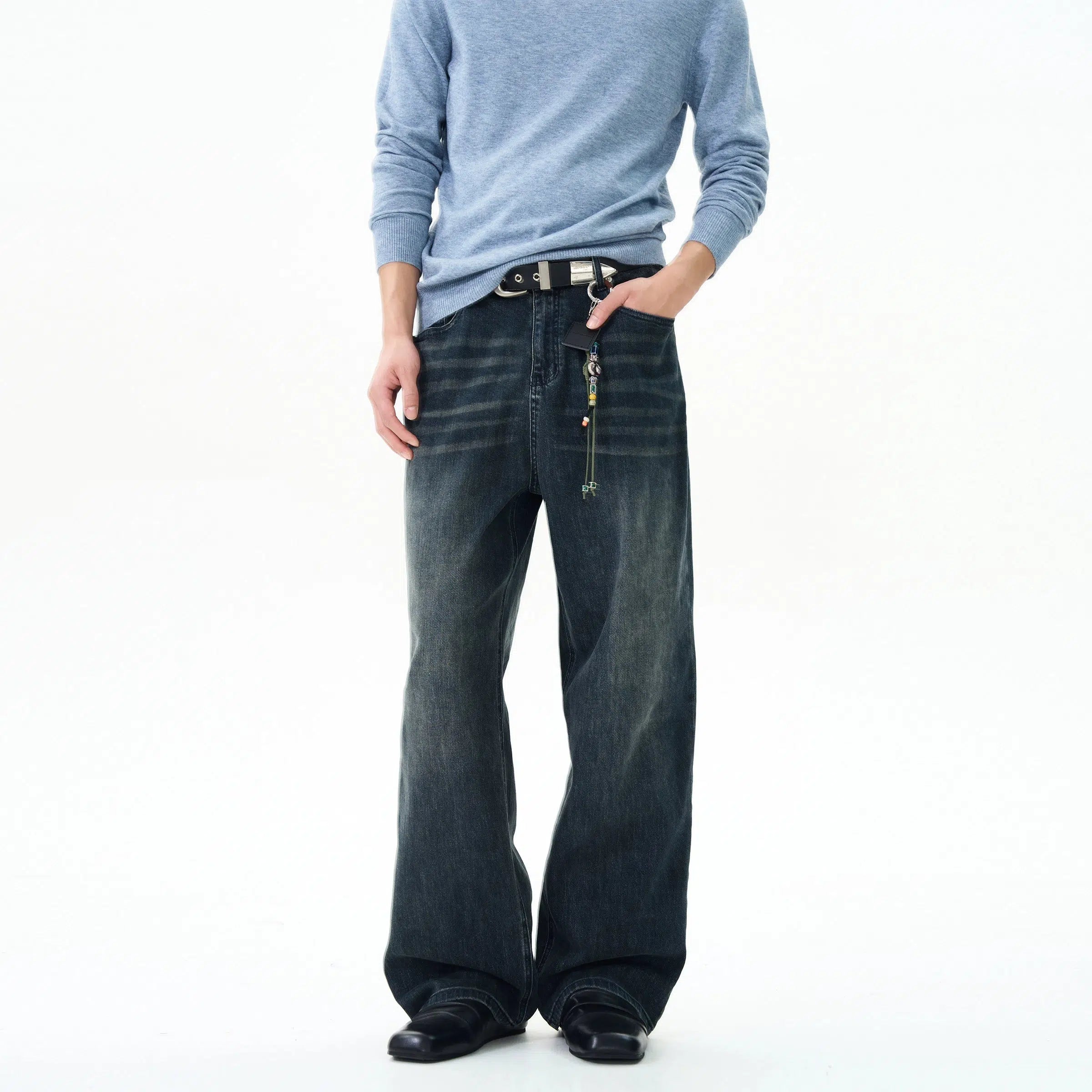 Wide-Leg Denim Pants