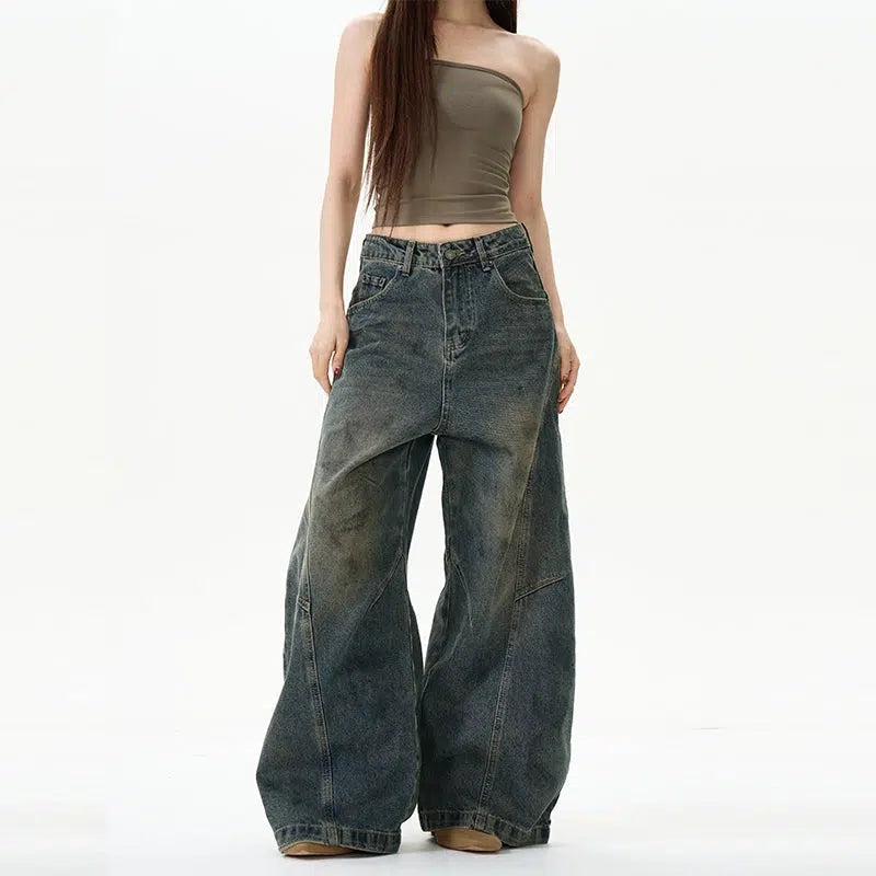 Wide-Leg Denim Pants