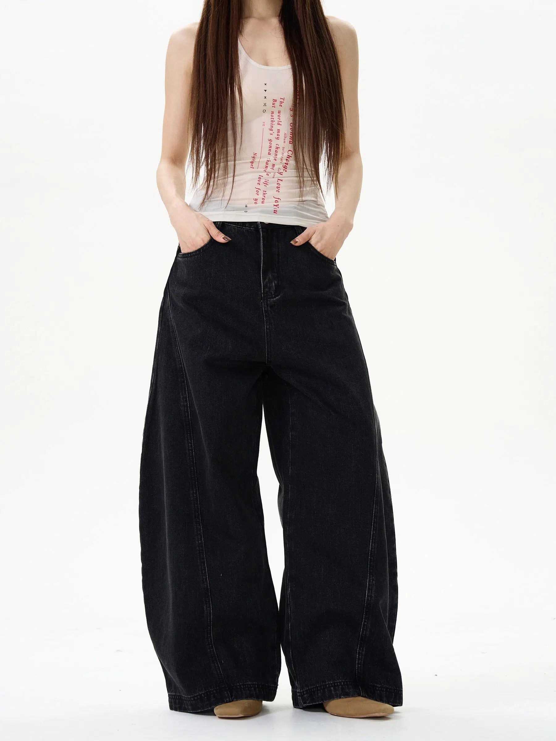 Wide-Leg Denim Pants