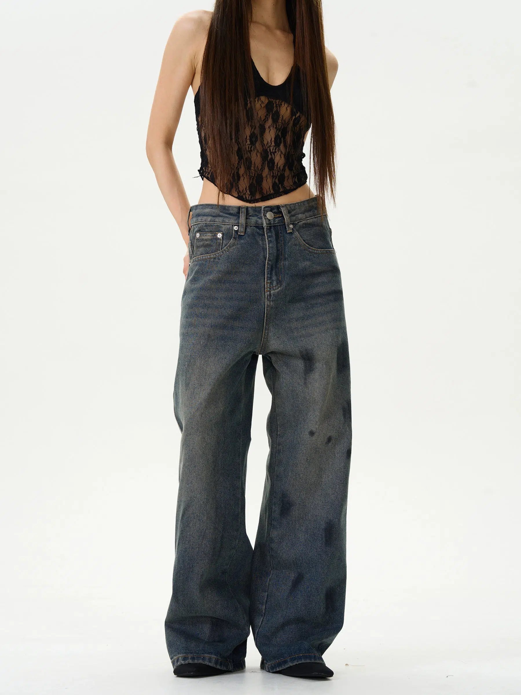 Wide-Leg Denim Pants