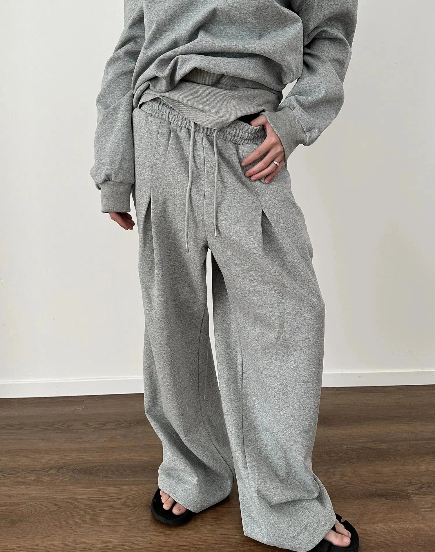 Wide Leg Drawstring Casual Pants