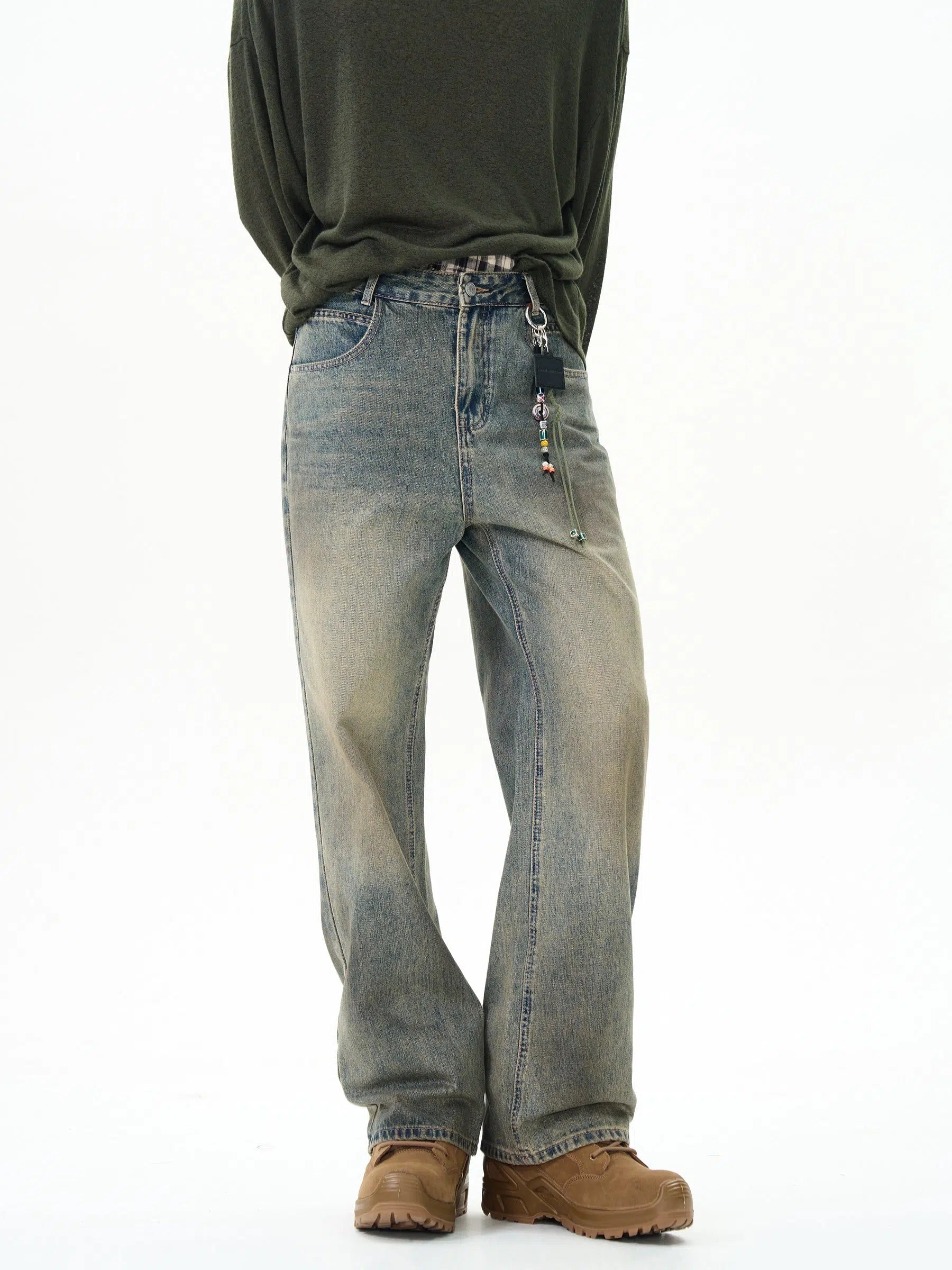 Wide-Leg High Waist Denim Pants