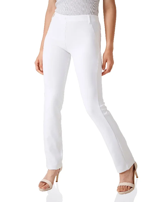 Straight Leg Yoga Dress Pants, Back Pockets (White)