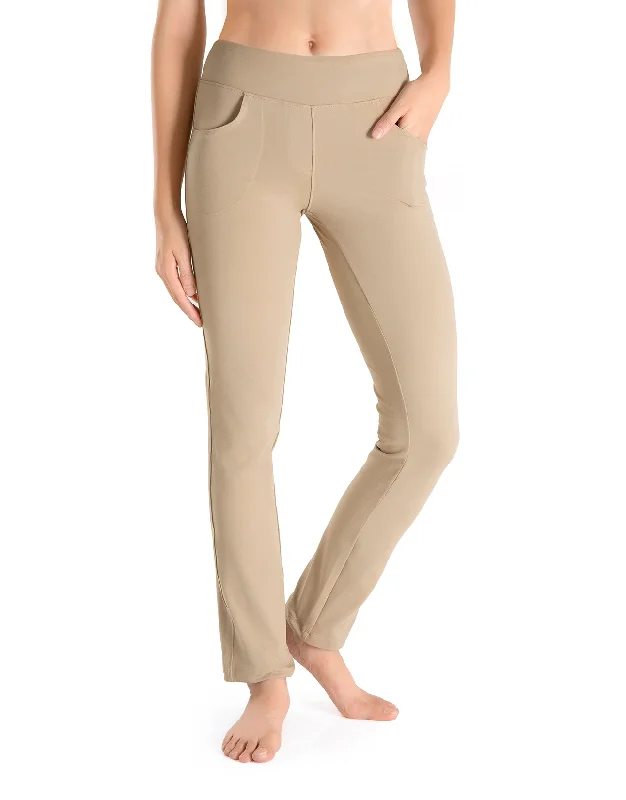 Straight Leg Yoga Pants, 5 Pockets (Khaki)