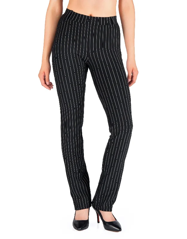 Straight Leg Yoga Dress Pants, Back Pockets (Pinstripe)