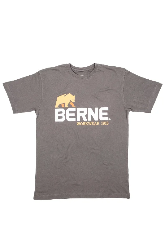 Berne Mens Titanium 100% Cotton Logo Tee S/S