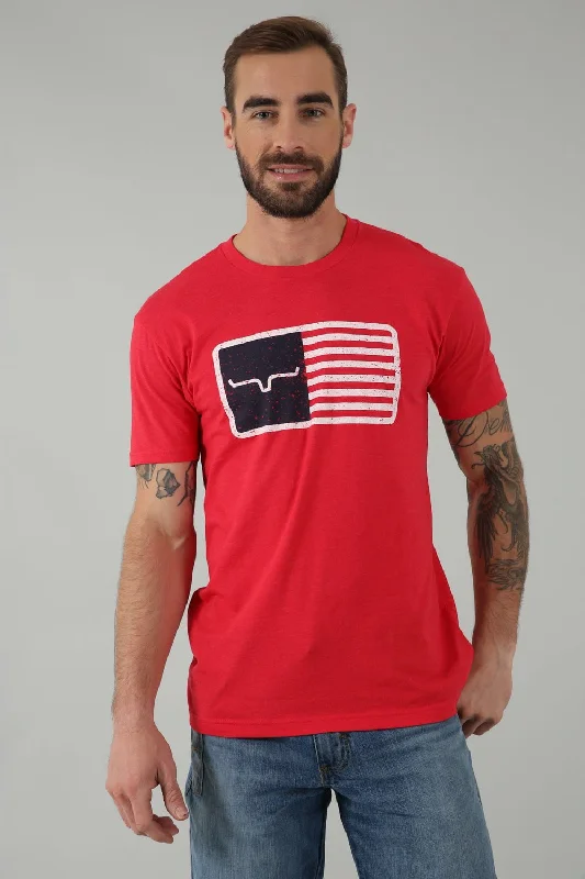 Kimes Ranch Mens American Trucker Tee Red Cotton Blend S/S T-Shirt