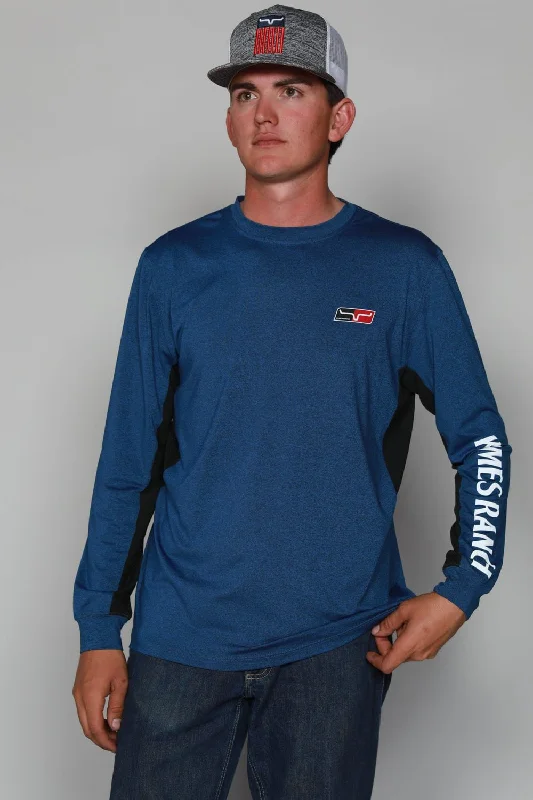 Kimes Ranch Mens K1 Tech Tee Navy Heather Polyester Blend L/S T-Shirt