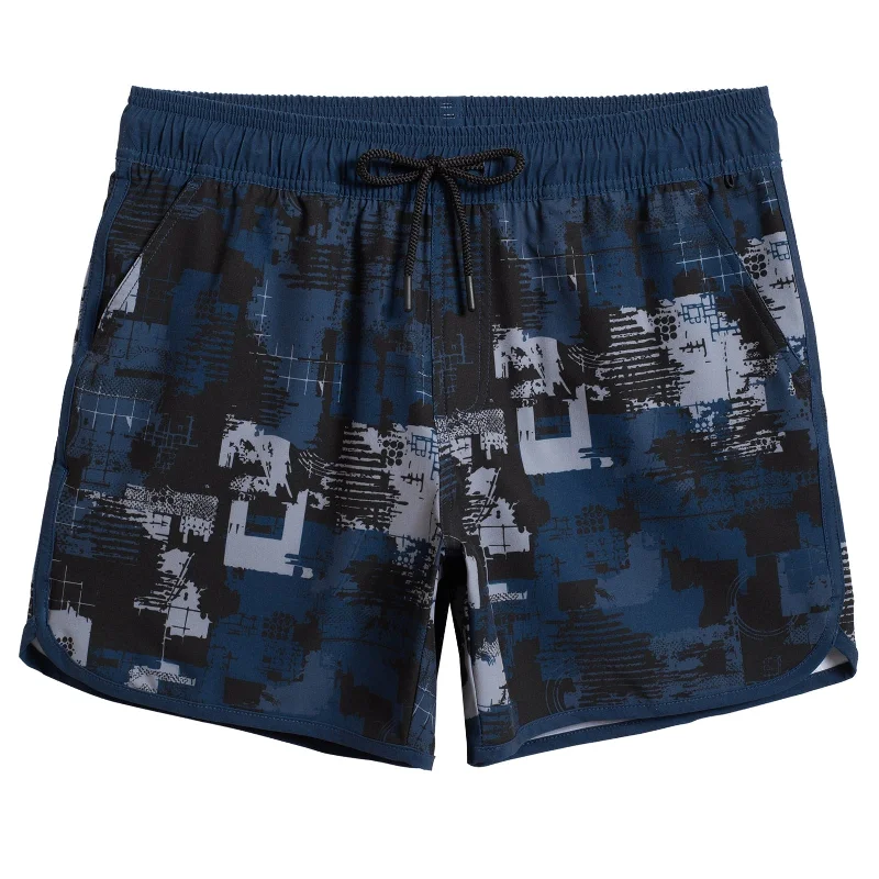 5.5 Inch Inseam Stretch Navy Camo Athletic Gym Shorts