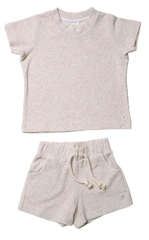 Bodi Loves Baby and Boys Oatmeal Terry T Shirt and Short Set