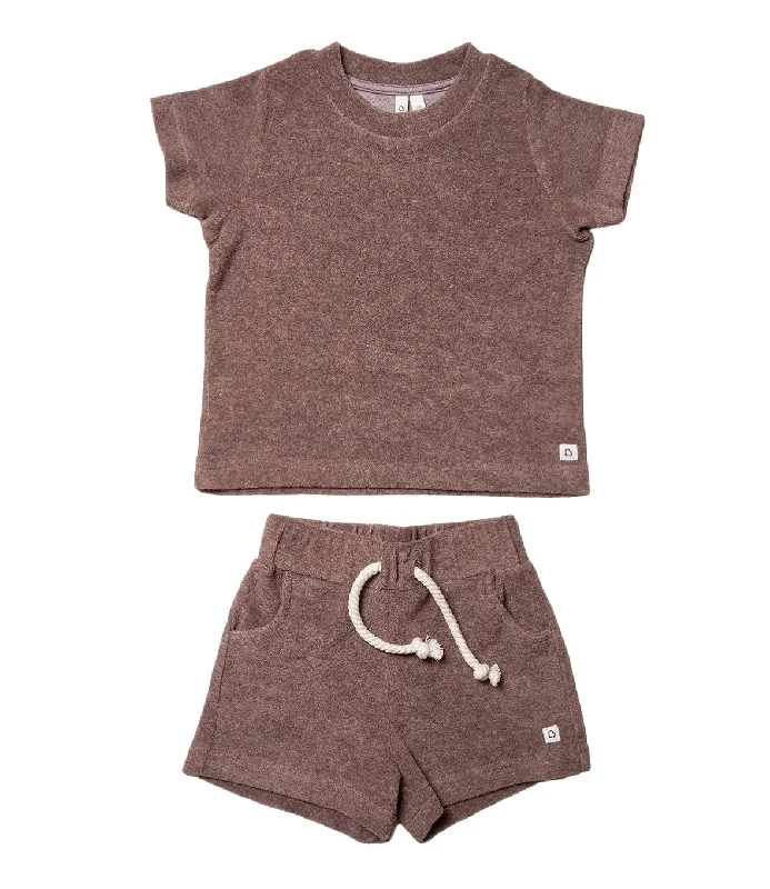 Bodi Loves Baby and Boys Taupe Terry T Shirt and Short Set