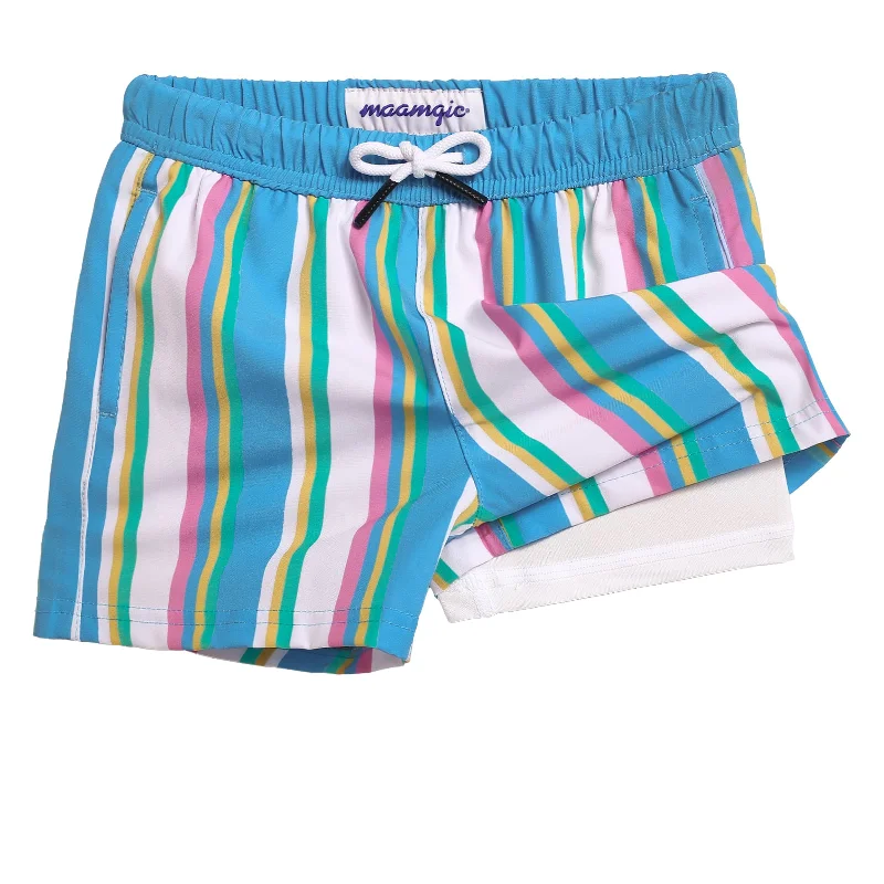 Effortless Color Stripes Boys Swim Shorts