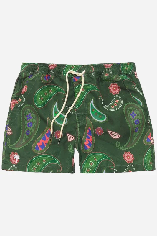 OAS Green Paisley Swim Trunks