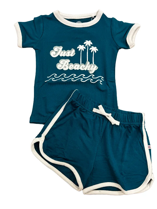 Just Beachy Ocean Blue Terry Tee and Track Short Set