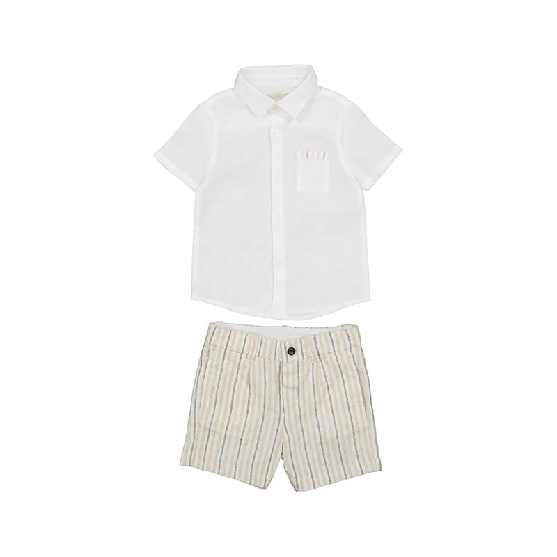 Mayoral Baby Boys Beige Linen Short Set