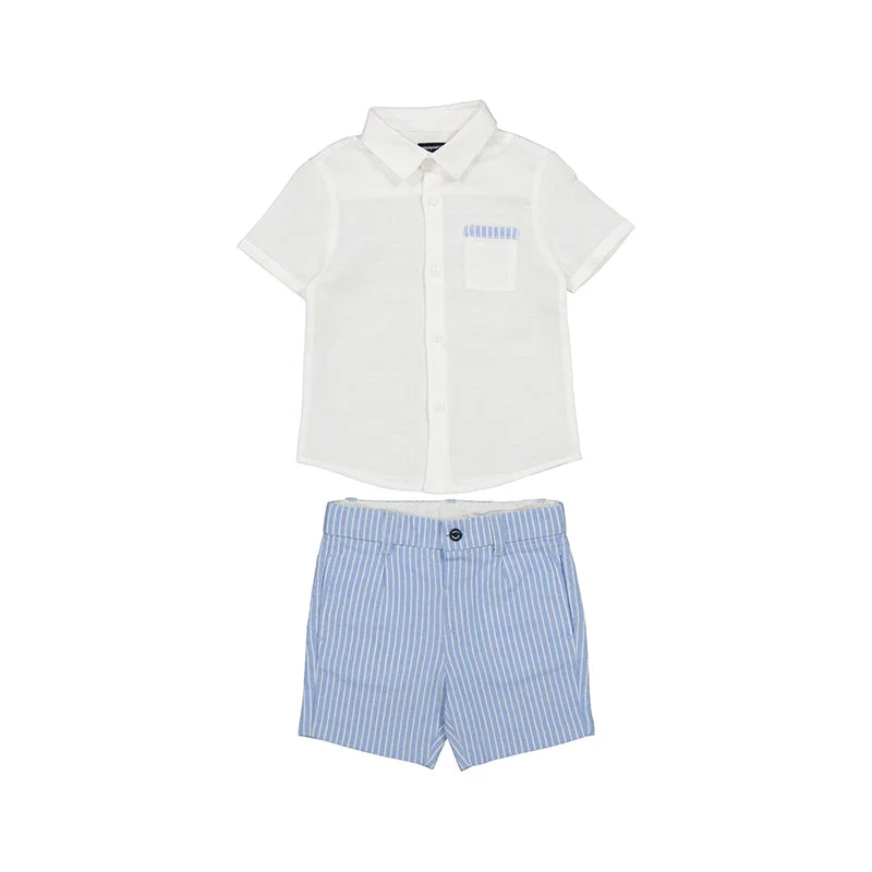 Mayoral Baby Boys Blue Linen Short Set