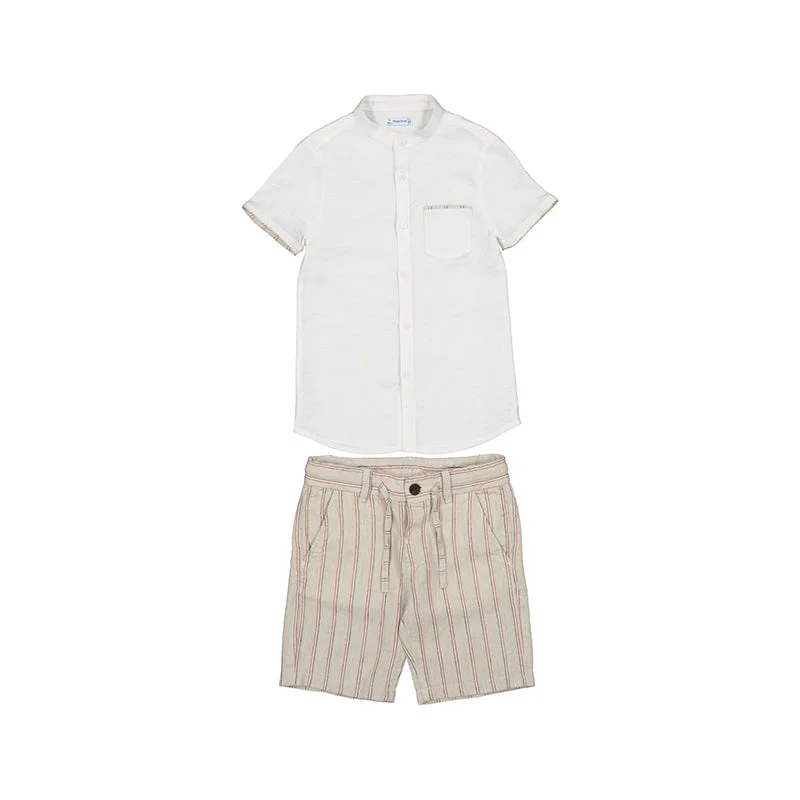 Mayoral Boys Beige Linen Short Set