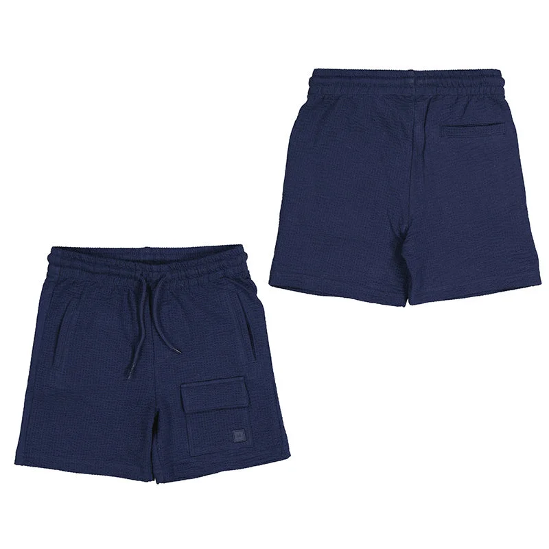 Mayoral Little Boys Navy Seersucker Drawstring Shorts