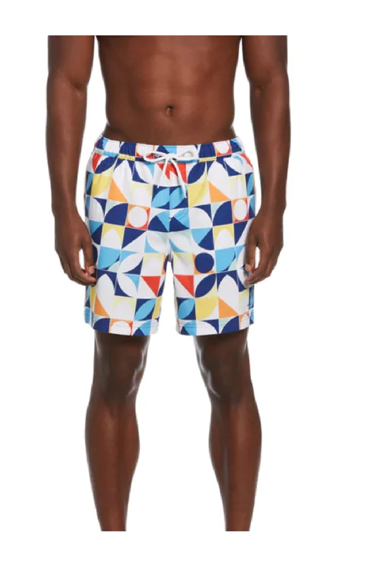 Original Penguin Retro Print Swim Shorts In Mazarine Blue